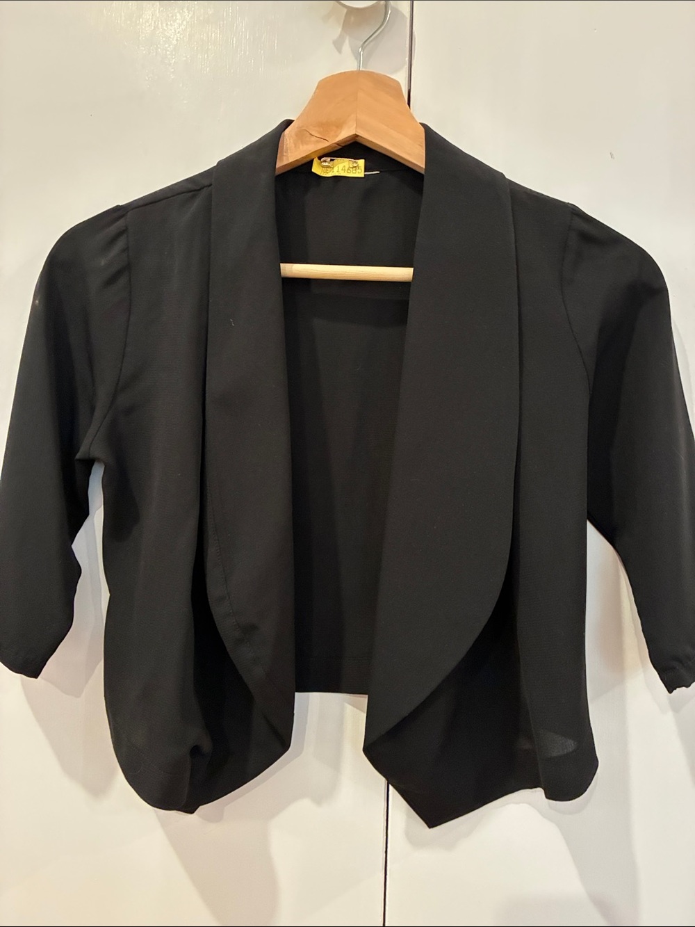 Black Open-Front Women's Cropped Blazer Jacket